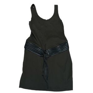 BAILEY 44 GREEN ARMY COLORED with Brown Leather Zippers Dress!!!!